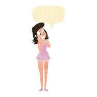 cartoon excited woman with speech bubble N6