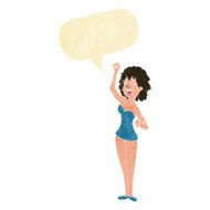 cartoon dancing woman with speech bubble N5
