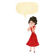 cartoon worried woman with speech bubble N2