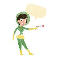 cartoon sci fi girl with speech bubble N2