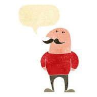 cartoon bald man with mustache speech bubble
