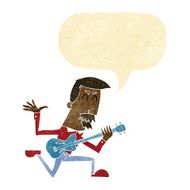 cartoon man playing electric guitar with speech bubble N2