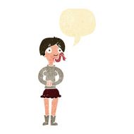 cartoon woman with snake tongue speech bubble