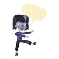 cartoon undead girl with speech bubble