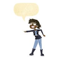 cartoon woman pointing with speech bubble N9