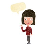 cartoon woman waving with speech bubble N9