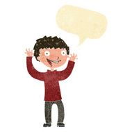 cartoon excited boy with speech bubble N6