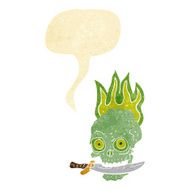 cartoon pirate skull with knife in teeth speech bubble N2