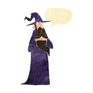 cartoon old wizard with speech bubble N2