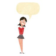 cartoon happy woman with speech bubble N10