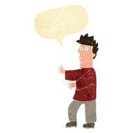 cartoon nervous man waving with speech bubble N2