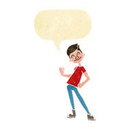 cartoon celebrating man with speech bubble N2