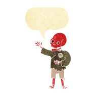 cartoon skeleton waving with speech bubble N2
