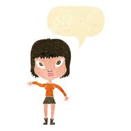 cartoon woman making gesture with speech bubble