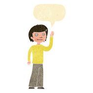 cartoon friendly boy waving with speech bubble N2