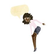 cartoon annoyed woman rubbing knee with speech bubble N2