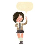 cartoon cool girl giving peace sign with speech bubble N2
