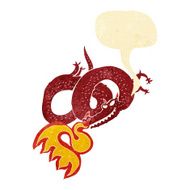 cartoon dragon breathing fire with speech bubble