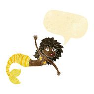 cartoon pretty mermaid with speech bubble N4