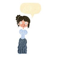 cartoon happy woman with speech bubble N11