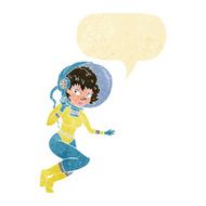 cartoon space woman with speech bubble N3