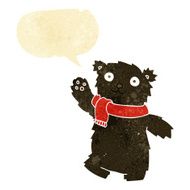cartoon teddy bear wearing scarf with speech bubble N2