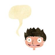 Cartoon happy boy with speech bubble N5