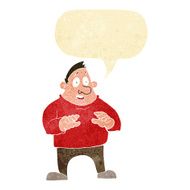 cartoon excited overweight man with speech bubble N2