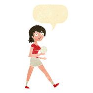 cartoon soccer girl with speech bubble N2