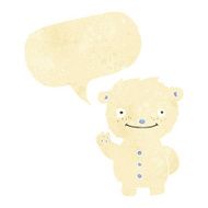 cartoon waving polar bear with speech bubble N2