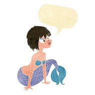 cartoon pretty mermaid with speech bubble N5