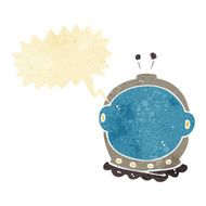 cartoon astronaut helmet with speech bubble