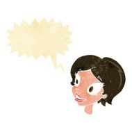 cartoon pretty female face with speech bubble N3