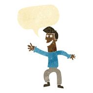 cartoon happy man dancing with speech bubble N4