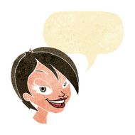 cartoon pretty female face with speech bubble N4