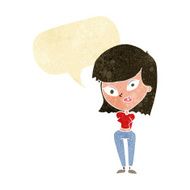 cartoon confused woman with speech bubble N4