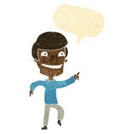 cartoon happy man pointing with speech bubble N4