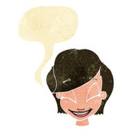 cartoon pretty female face with speech bubble N5