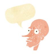 cartoon evil old man with speech bubble