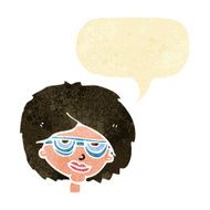 cartoon woman wearing spectacles with speech bubble N2