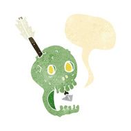 funny cartoon skull and arrow with speech bubble N2