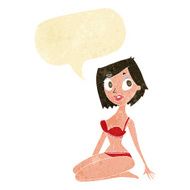 cartoon pretty woman in underwear with speech bubble N2