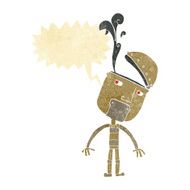 cartoon robot with open head speech bubble