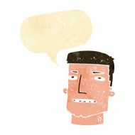 cartoon male head with speech bubble