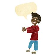 cartoon happy man with speech bubble N16