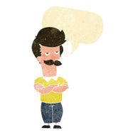 cartoon mustache muscle man with speech bubble N2