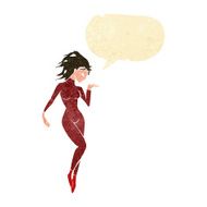 cartoon future space woman with speech bubble N2