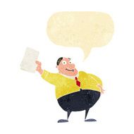 cartoon boss waving papers with speech bubble