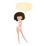 cartoon woman in bikini with speech bubble N4