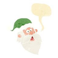 cartoon jolly santa claus face with speech bubble